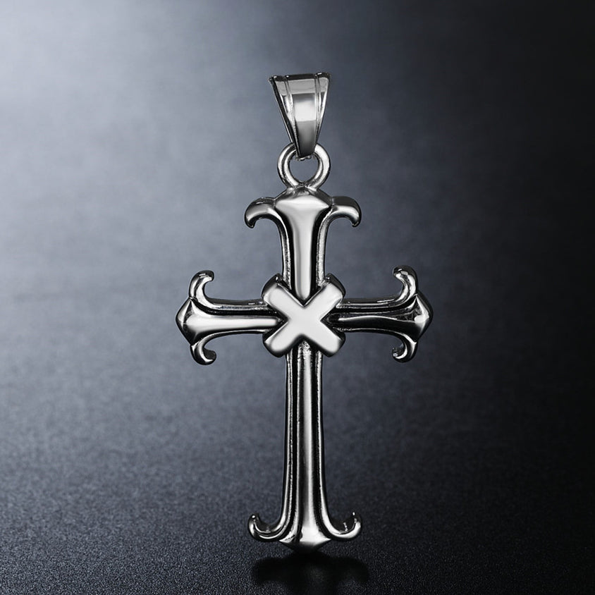 Punk X Saint Latin Cross Titanium Steel Pendant for Men