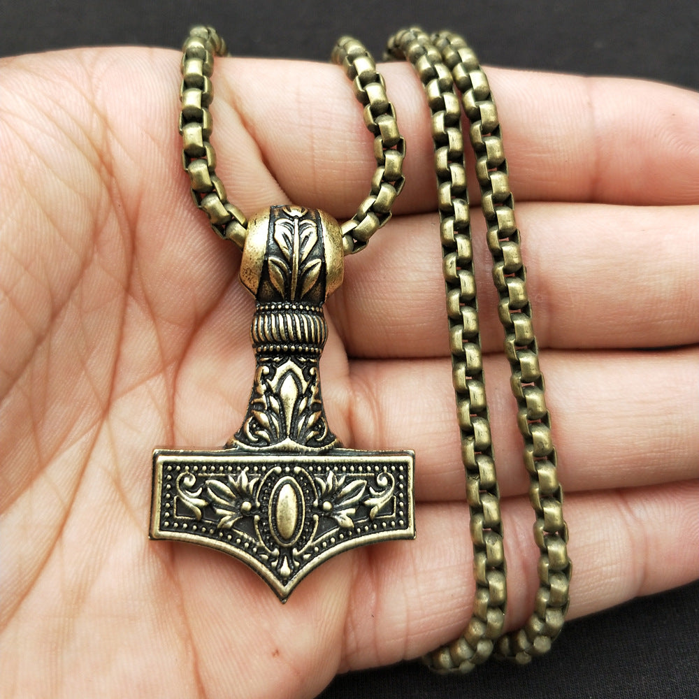 Norse Legacy Viking Hammer Necklace - Men's Metal Amulet Pendant