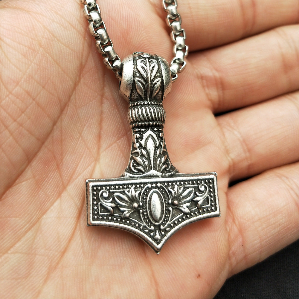 Norse Legacy Viking Hammer Necklace - Men's Metal Amulet Pendant