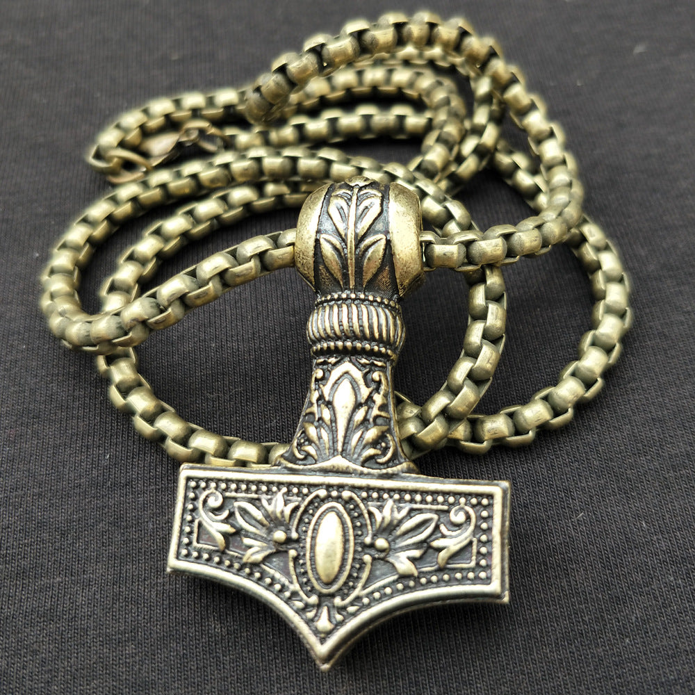 Norse Legacy Viking Hammer Necklace - Men's Metal Amulet Pendant