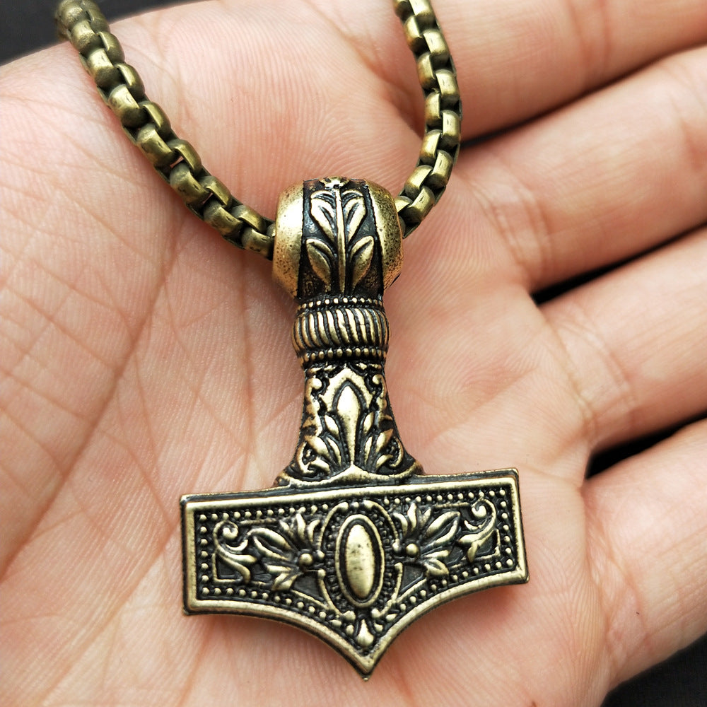 Norse Legacy Viking Hammer Necklace - Men's Metal Amulet Pendant