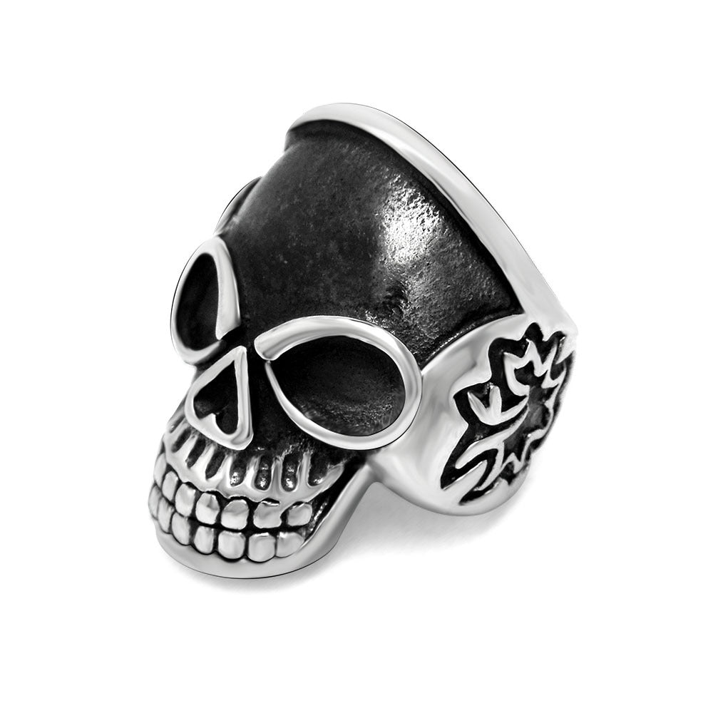 Titanium Steel Vintage Skull Ring for Men - European and American Fashion Hand Jewelry