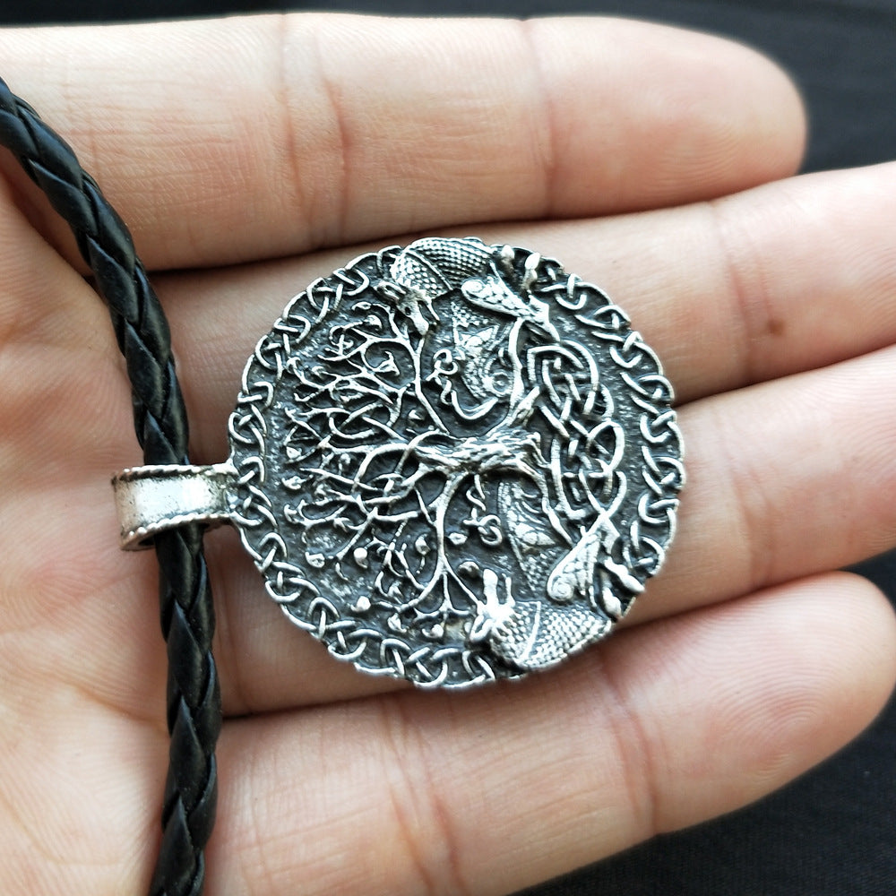 Viking Odin Wolf Necklace with Celtic Wolf and Tree of Life Pendants