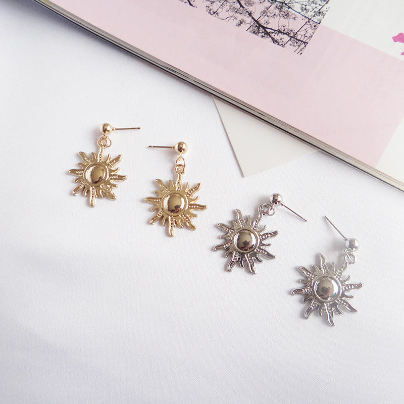 Retro Sunflower Alloy Earrings - Vienna Verve Collection