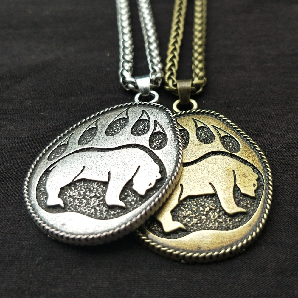 Viking Bear Paw Pendant Men's Necklace - Norse Legacy Collection