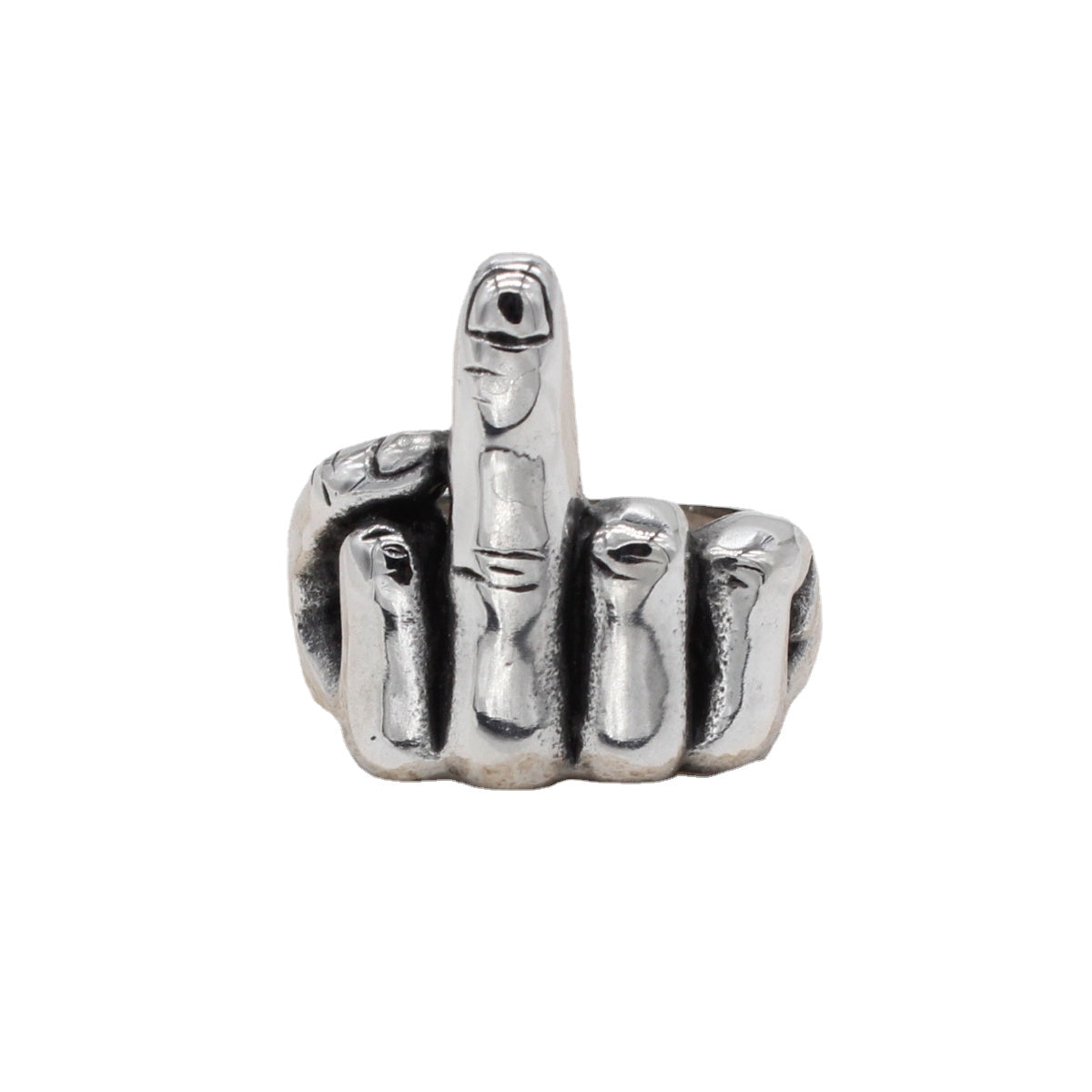 Middle Finger Fuck Men's Titanium Steel Ring