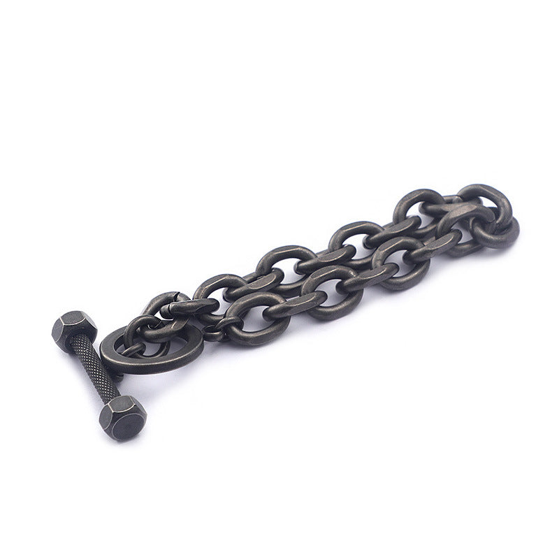 Trendy Men's Black Barbell Bracelet with Sports Elements for Fashion Enthusiasts