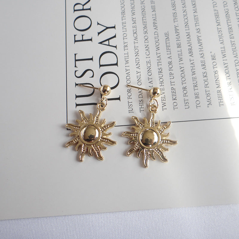 Retro Sunflower Alloy Earrings - Vienna Verve Collection