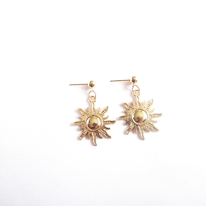 Retro Sunflower Alloy Earrings - Vienna Verve Collection