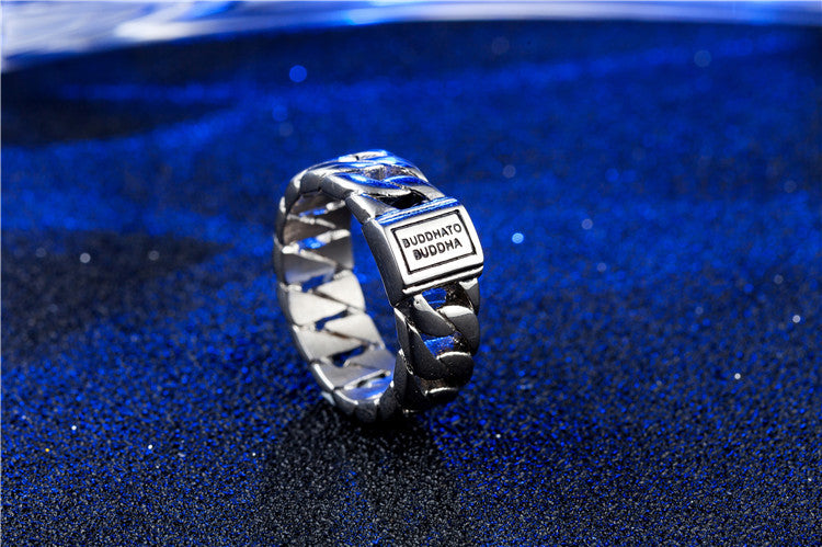 Enchanting Buddha Chain Ring in Titanium Steel for Wholesale Jewelry Trade