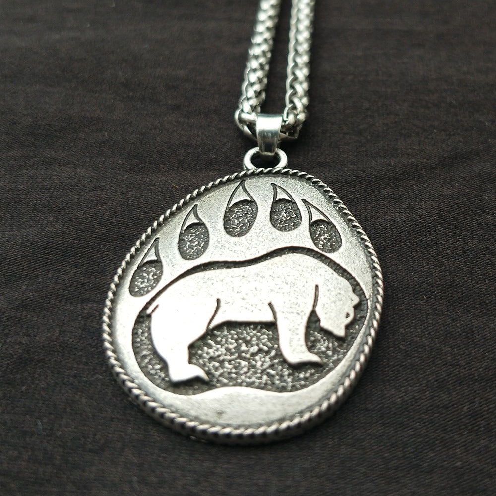 Viking Bear Paw Pendant Men's Necklace - Norse Legacy Collection