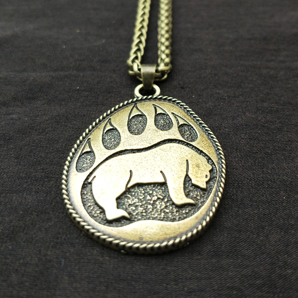 Viking Bear Paw Pendant Men's Necklace - Norse Legacy Collection