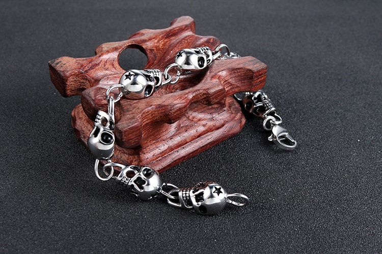 Punk-Inspired Stainless Steel Skull Bracelet for Men - Retro Domineering Totem Design