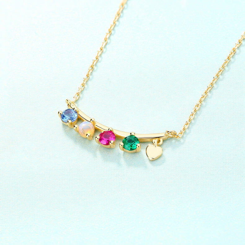 Round Shape Colourful Zircon Silver Necklace