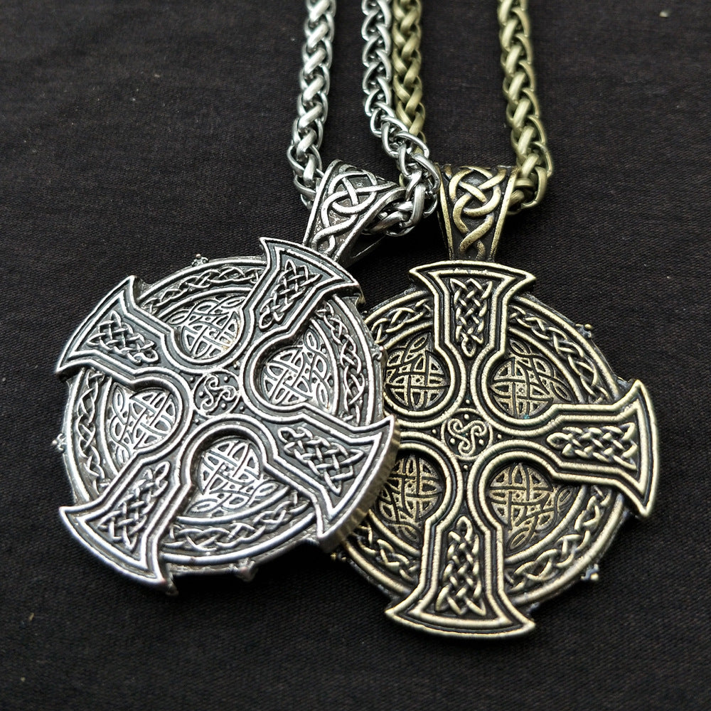 Celtic Viking Sun Cross Pendant Necklace with Norse Legacy Design