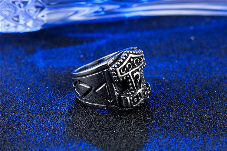 Vintage Thunder God Goat Titanium Steel Ring for Men