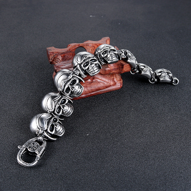 Punk-Inspired Titanium Steel Skull Bracelet for Men - European and American Dominance