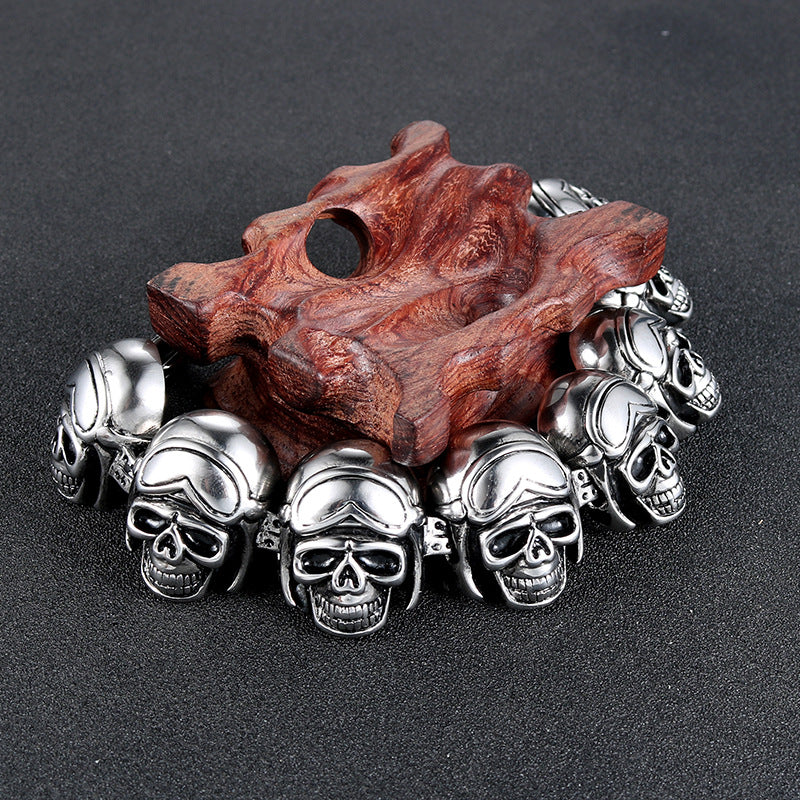 Punk-Inspired Titanium Steel Skull Bracelet for Men - European and American Dominance