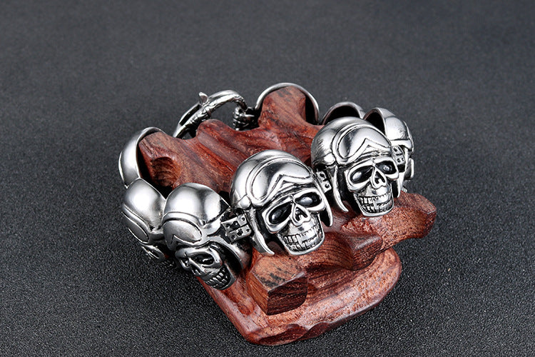 Punk-Inspired Titanium Steel Skull Bracelet for Men - European and American Dominance