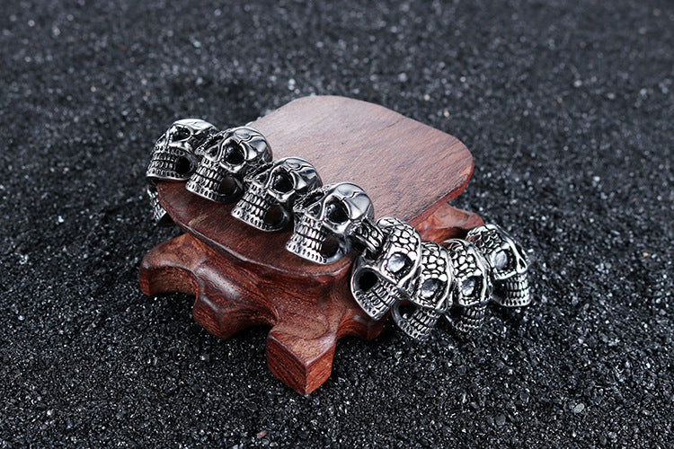 Punk-Inspired Skull Bracelet in Titanium Steel with European and American Totem Designs for Men