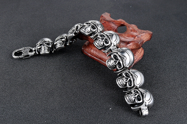 Punk-Inspired Titanium Steel Skull Bracelet for Men - European and American Dominance