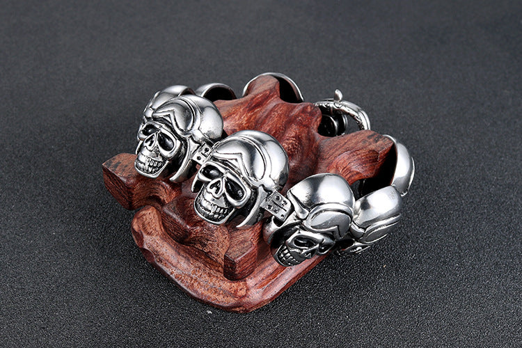 Punk-Inspired Titanium Steel Skull Bracelet for Men - European and American Dominance