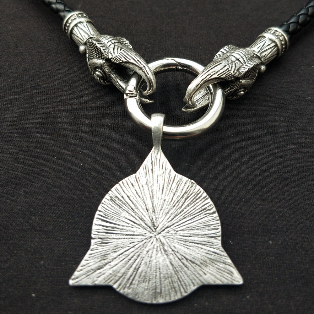 Fox and Dragon Silver Pendant Necklace for Men - Norse Legacy Collection