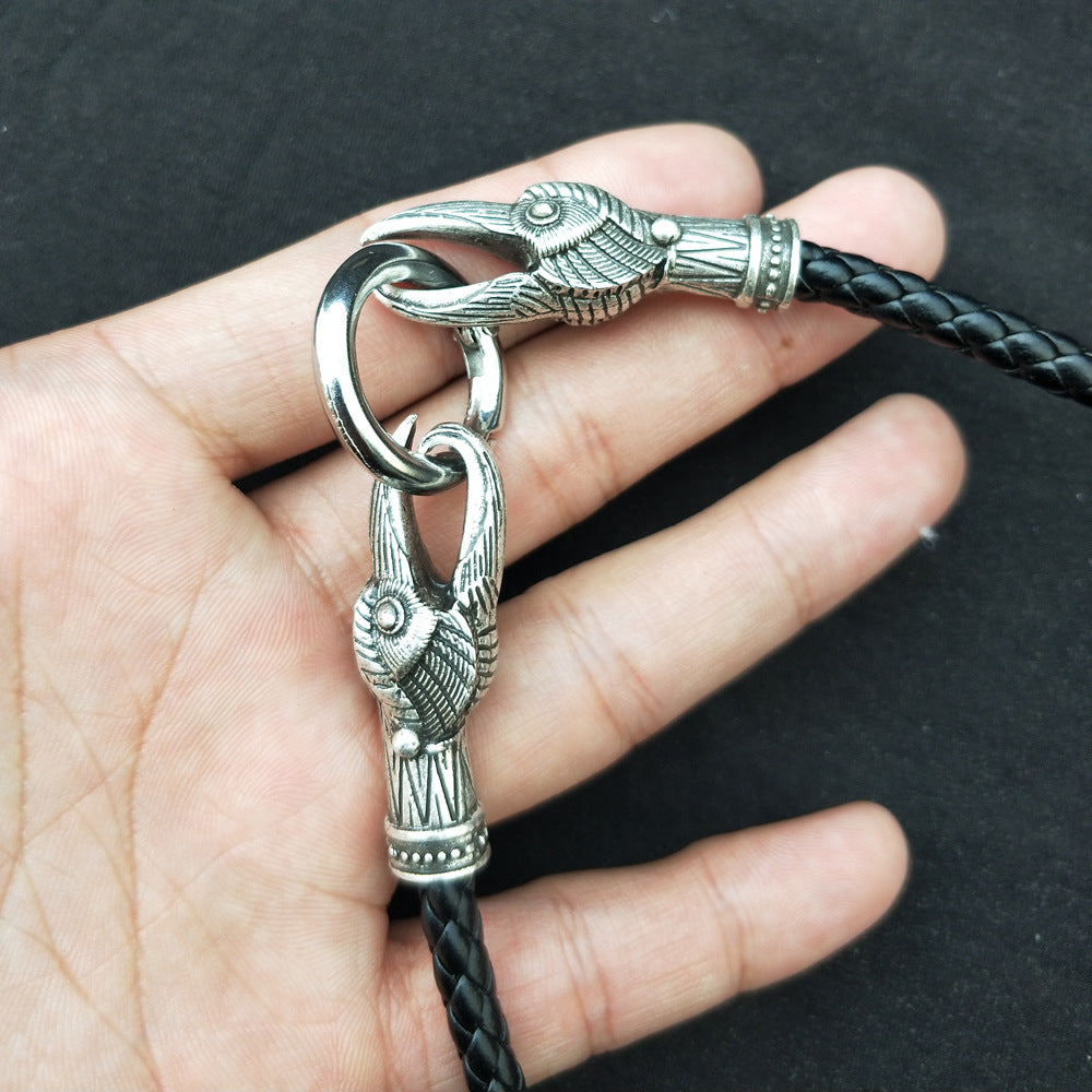 Double Crow Head Alloy Necklace Inspired by Nordic Mythology