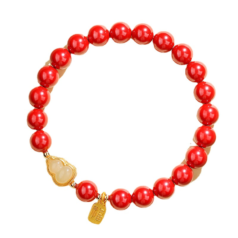 Red Agate and Jade Pendant Bracelet for Women