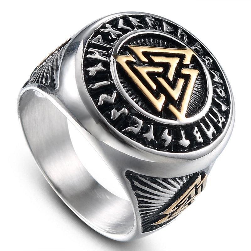 Men's Retro Viking Celtic Knot Ring - Nordic Valknut Symbol Jewelry