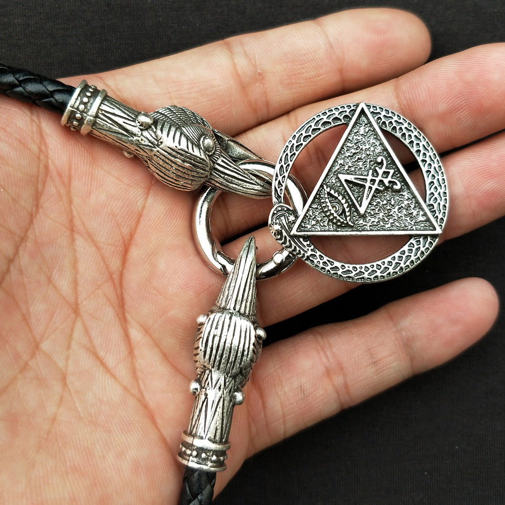 Viking-inspired Serpent Amulet Necklace for Men