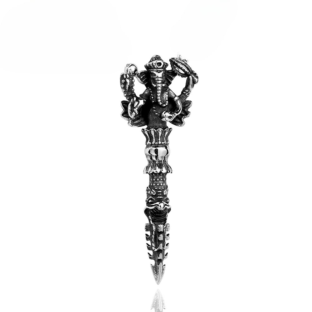 Titanium Steel Elephant Trunk Vajra Pendant - Domineering Jewelry for Men