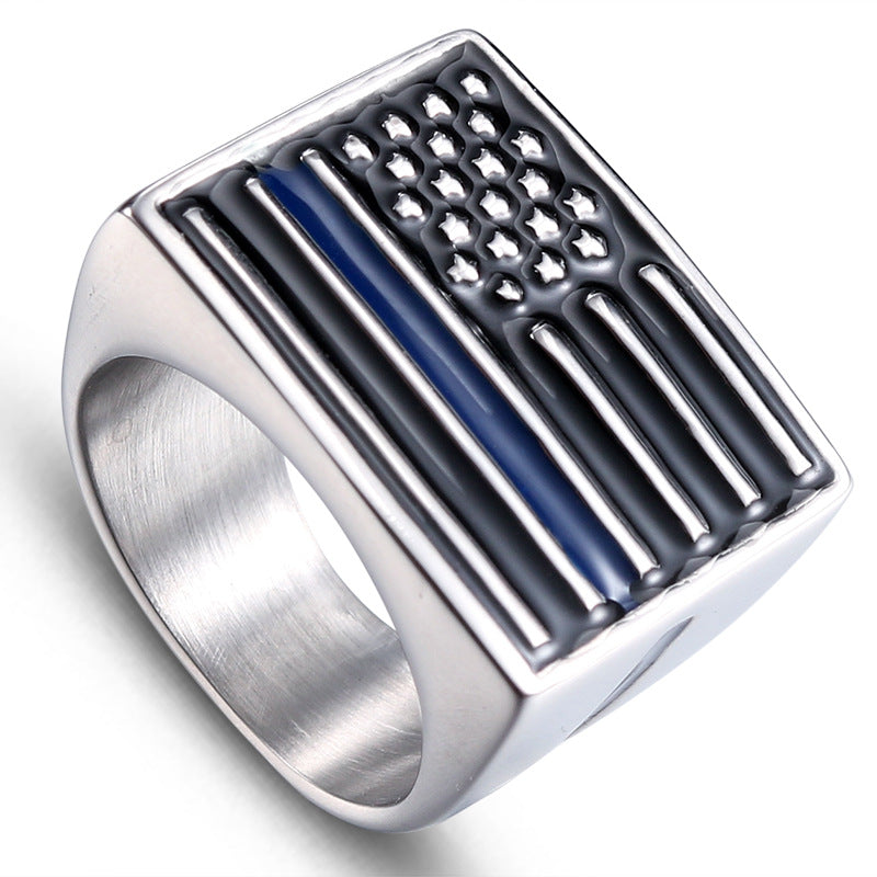 Personalized Retro Punk Flag Design Stainless Steel Ring for Men