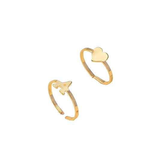 Love Letter Duo Ring Set: Trendy European and American Jewelry Piece