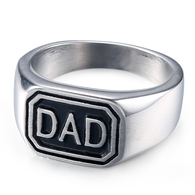 Personalized Retro Stainless Steel DAD Ring for Men - European and American Fashion Jewelry