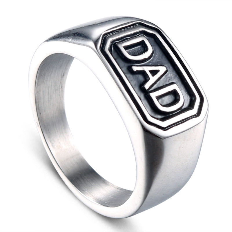 Personalized Retro Stainless Steel DAD Ring for Men - European and American Fashion Jewelry