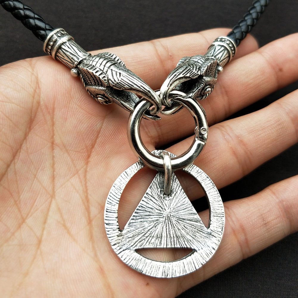 Viking-inspired Serpent Amulet Necklace for Men