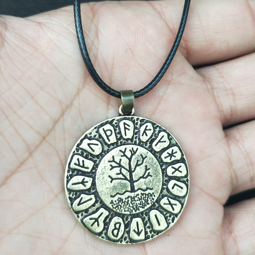 Viking Rune Tree of Life Necklace with Dragon Soul Pendant