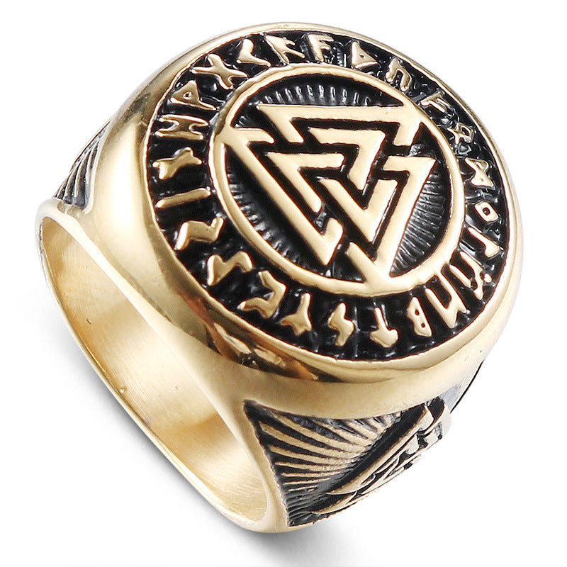 Men's Retro Viking Celtic Knot Ring - Nordic Valknut Symbol Jewelry