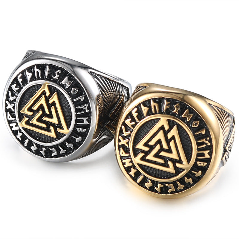 Men's Retro Viking Celtic Knot Ring - Nordic Valknut Symbol Jewelry