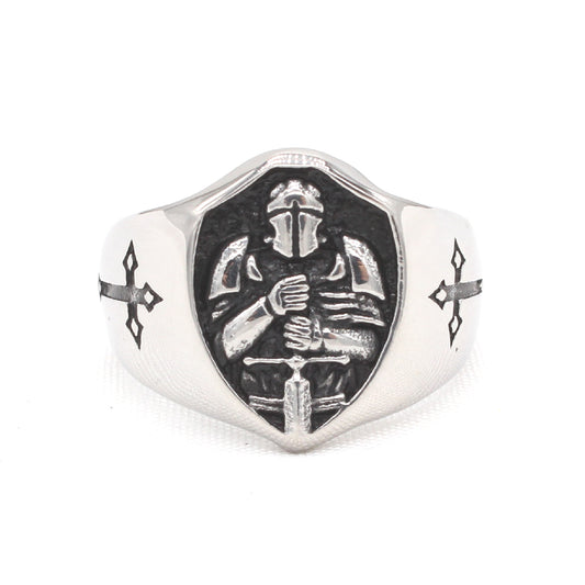 Personalized Retro Titanium Steel Ninja Warrior Ring for Men - European and American Style