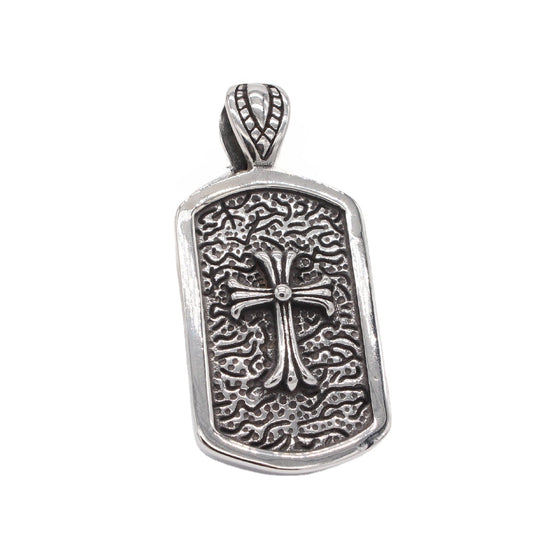 Military Tag Cross Flower Titanium Steel Pendant for Men