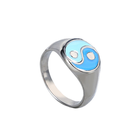 Stylish Stainless Steel Yin Yang Tai Chi Ring for Women