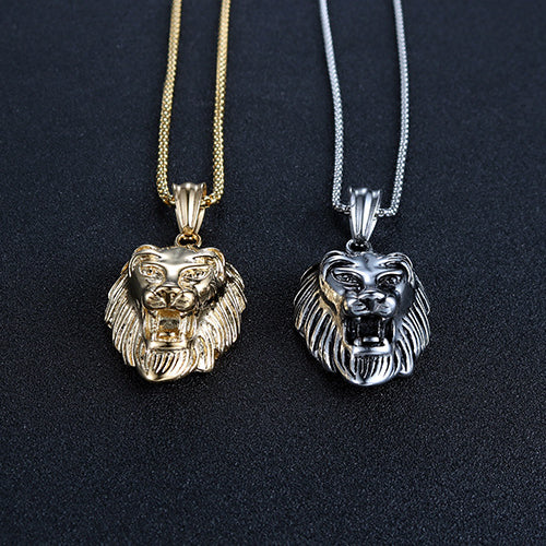 Dominant Retro Lion Pendant in Titanium Steel for Men - European and American Fashion Jewelry