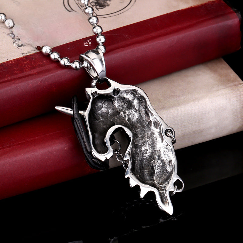 Wholesale Korean Zodiac Horse Pendant Jewelry, Titanium Steel Pony Necklace for Men