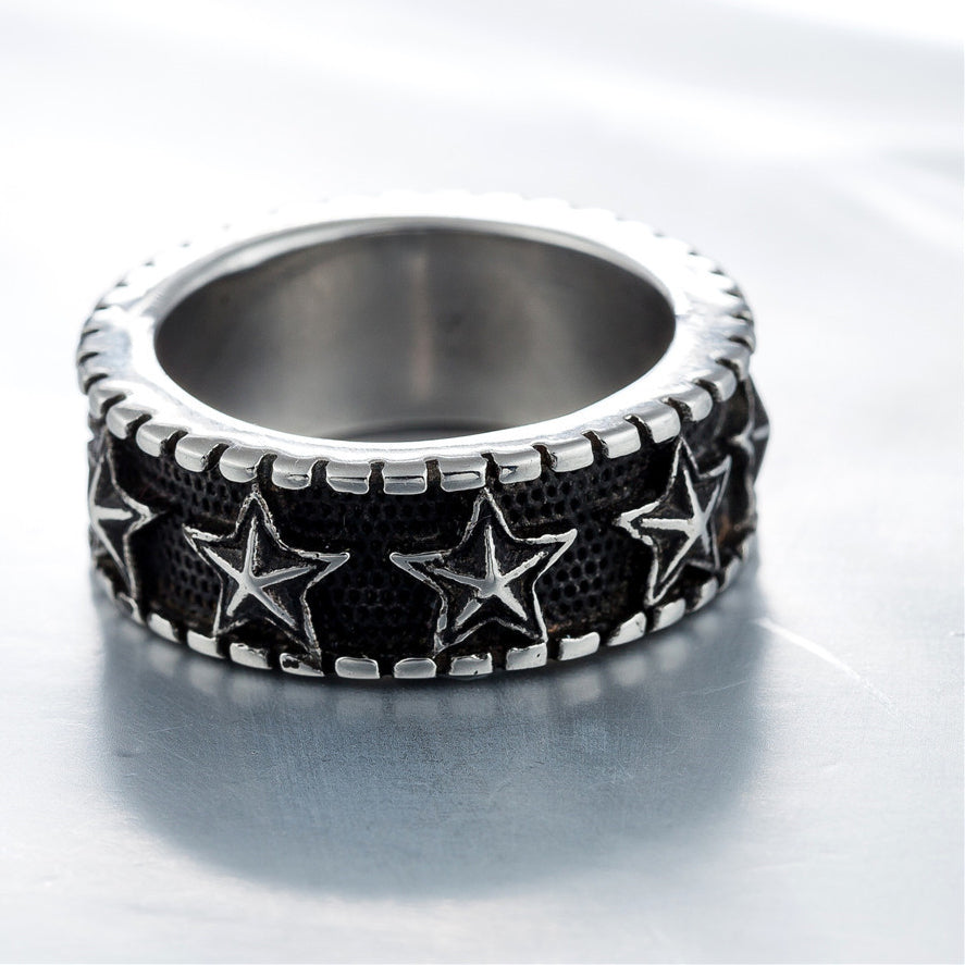 Retro Jewelry Personalized Five-pointed Star Titanium Steel Ring for Men