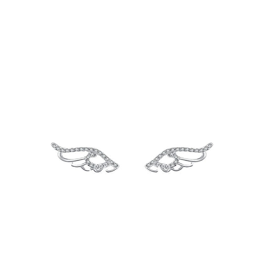 Sterling Silver Angel Wings Earrings with Zircon Gems