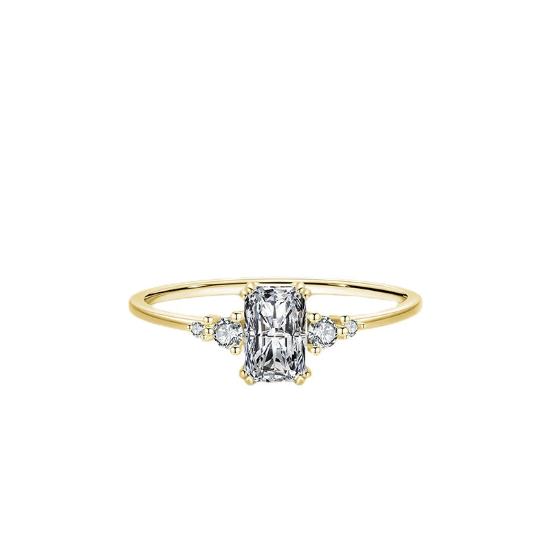 Classic 1 Carat Zircon Sterling Silver Ring for Versatile Temperament