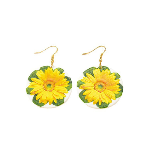 Sunflower Embossed Earrings with Exaggerated Floral Design