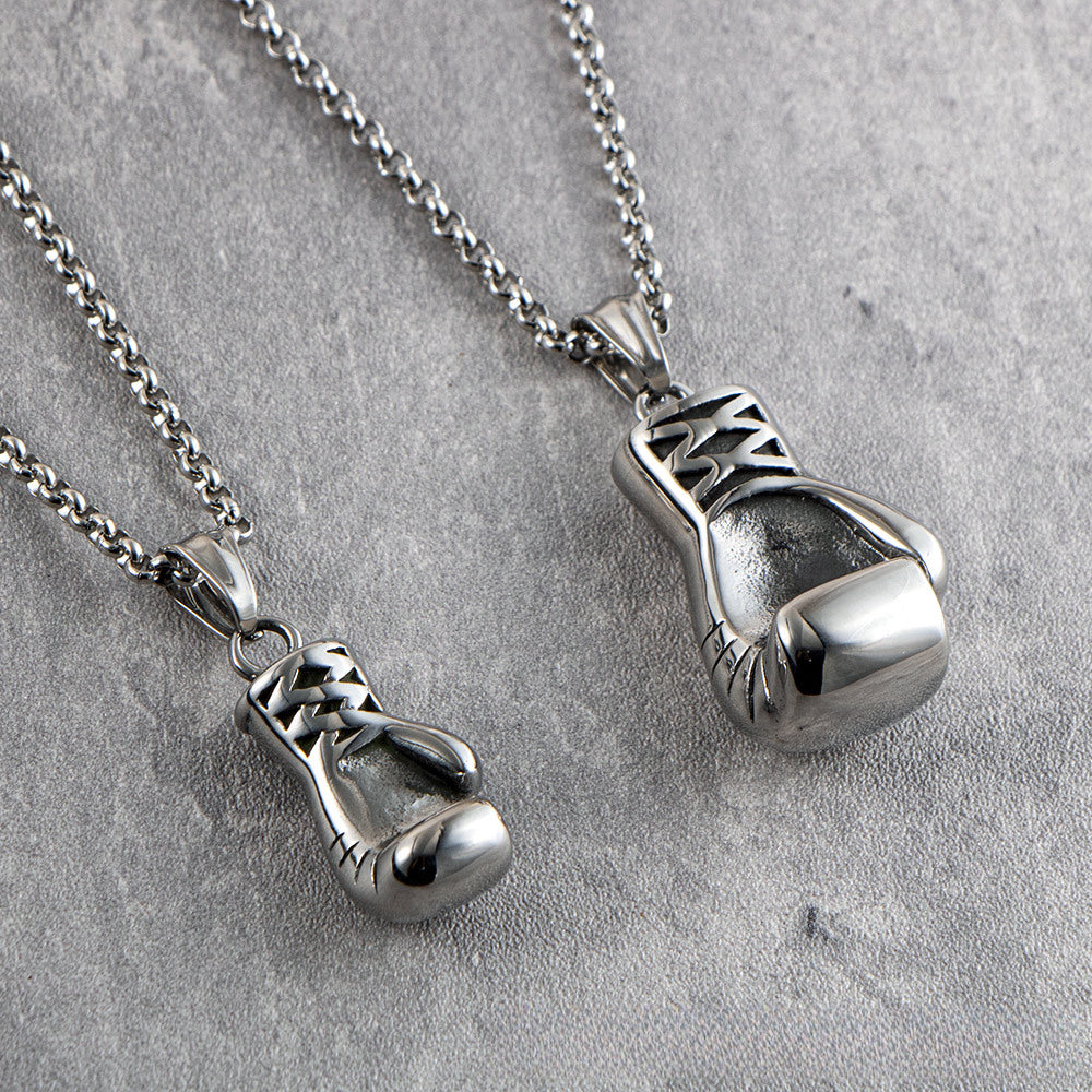 Titanium Steel Men's Pendant Necklace Featuring a Bold Boxing Gloves Design